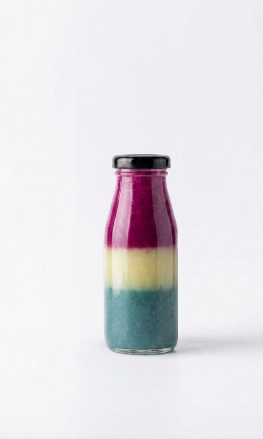 Glass bottle with three layer juice