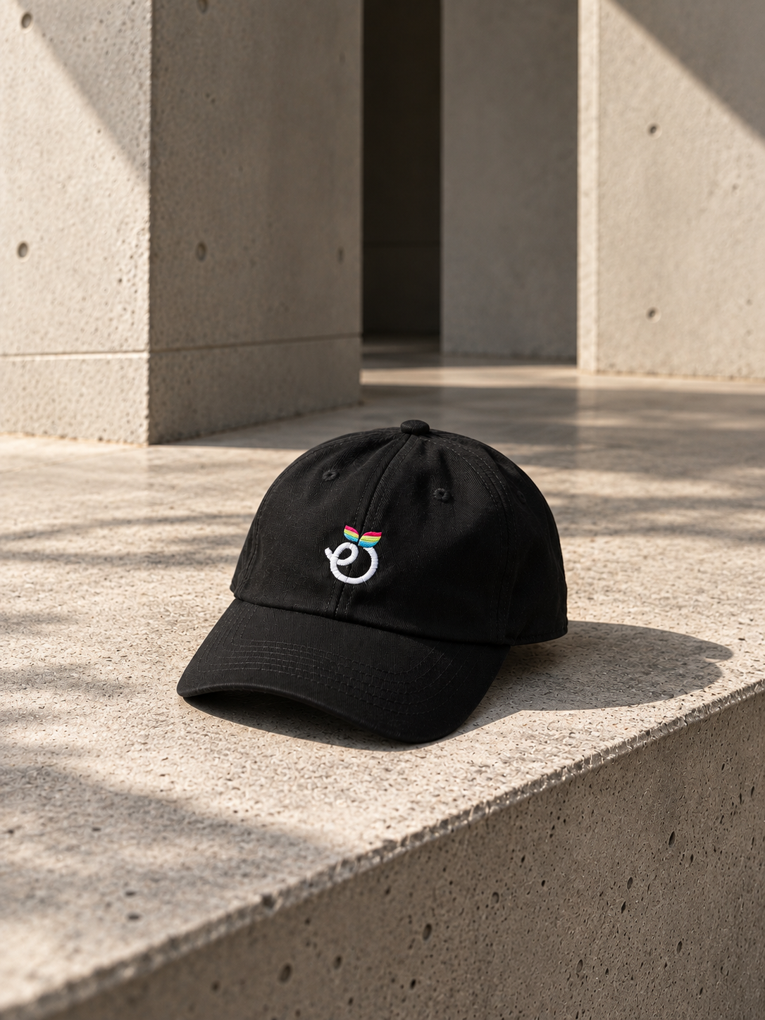 The Juicy Way anniversary cap, close up
